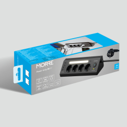 Napájecí lišta s LED světlem a čtyřmi zásuvkami + USB porty 